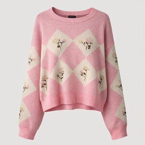 🌸💐NWT Vintage Inspired Soft Pink Floral Cottagecore Sweater